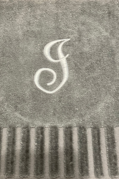 Finger Towel Grey W/ White Initial