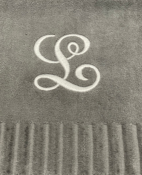 Finger Towel Grey W/ White Initial