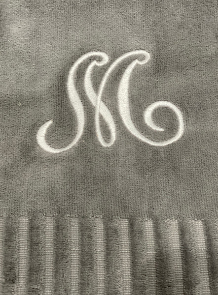Finger Towel Grey W/ White Initial