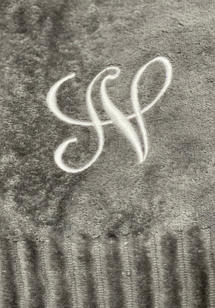 Finger Towel Grey W/ White Initial