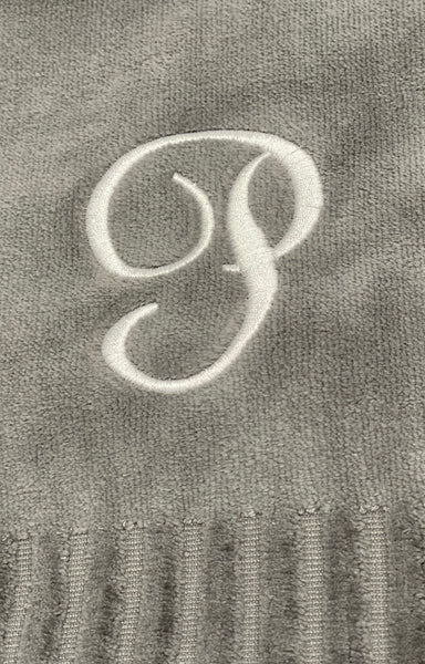 Finger Towel Grey W/ White Initial