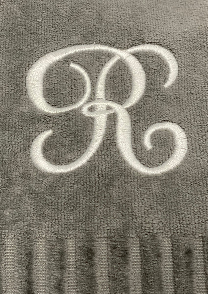 Finger Towel Grey W/ White Initial