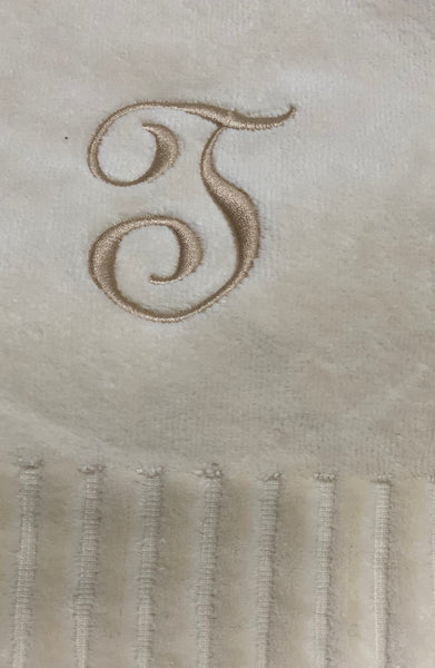 Finger Towel Cream W/Gold Initial