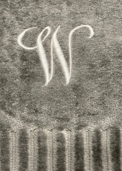 Finger Towel Grey W/ White Initial