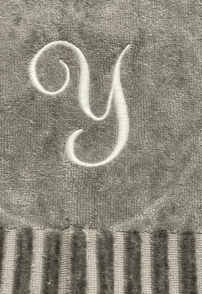 Finger Towel Grey W/ White Initial