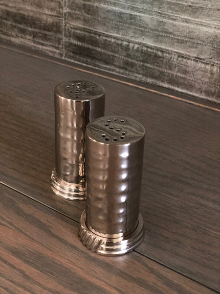 Hammered Salt/Pepper Shakers With Base