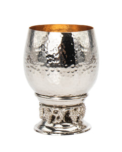 Hammered Kiddish Cup With Grape Design