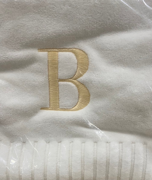 Finger Towel white W/Silver Or Gold  Initial