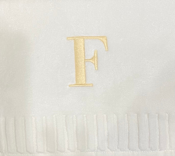 Finger Towel white W/Silver Or Gold  Initial