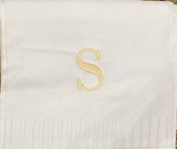 Finger Towel white W/Silver Or Gold  Initial