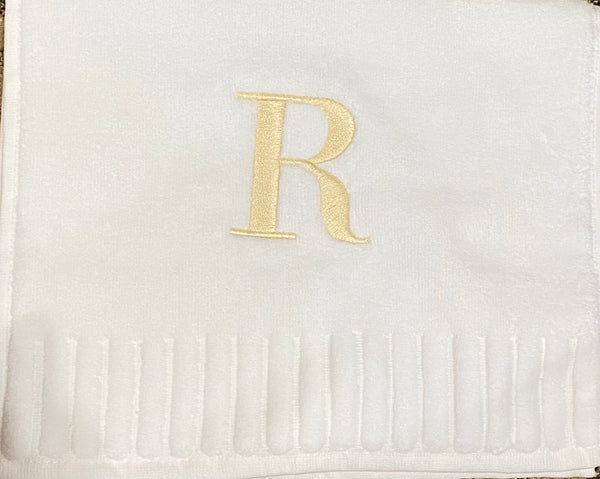 Finger Towel white W/Silver Or Gold  Initial