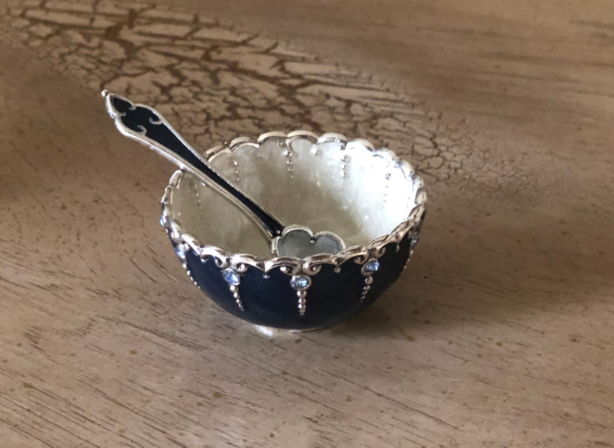 Salt Cellar/Honey Dish With Mini Spoon