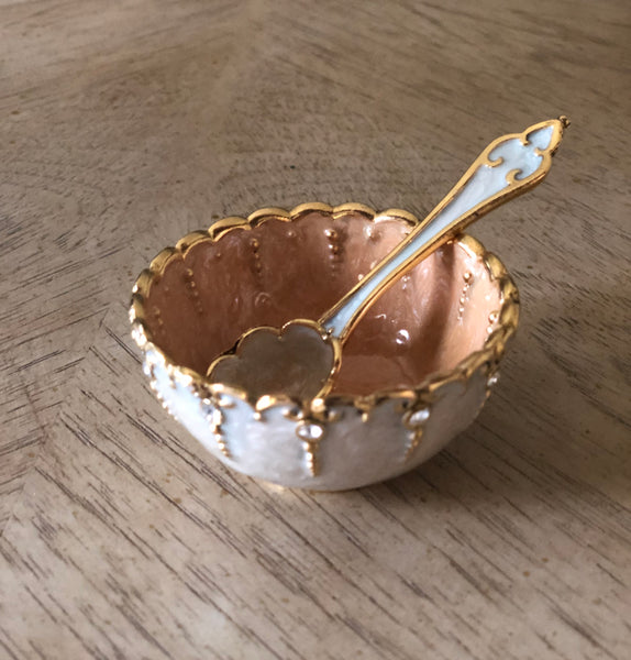 Salt Cellar/Honey Dish With Mini Spoon