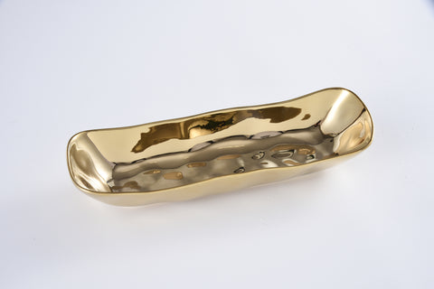 Ceramic Gold Bread Tray