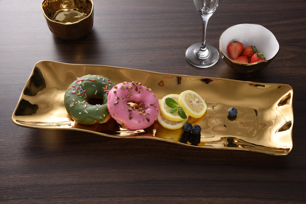 Ceramic Gold Rectangular Serving Piece