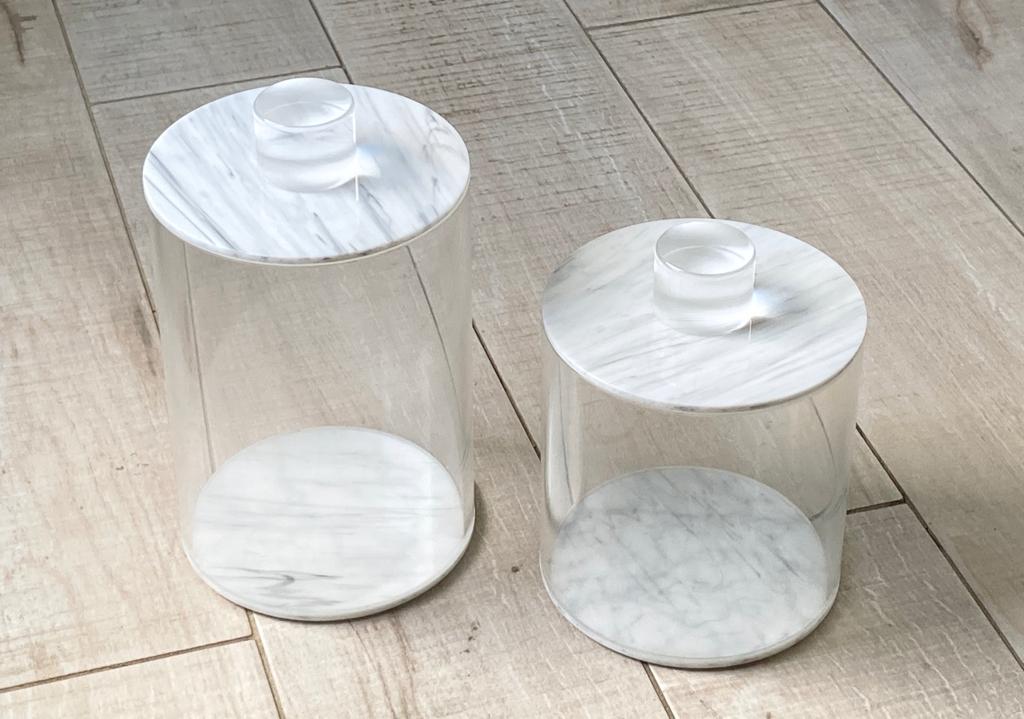 Lucite Marble Round Canister