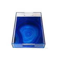 Deep blue Agate Lucite Tray