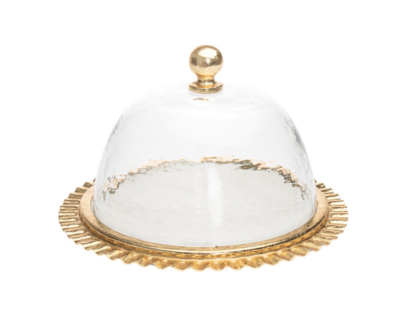 Ripple Marble Platter With Glass Dome