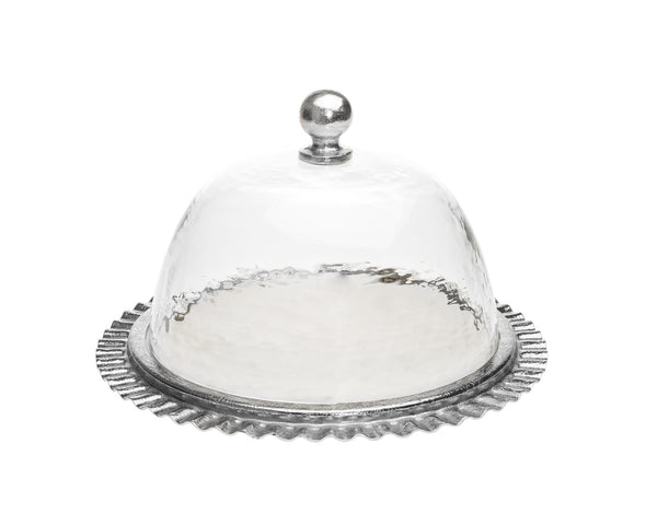 Ripple Marble Platter With Glass Dome
