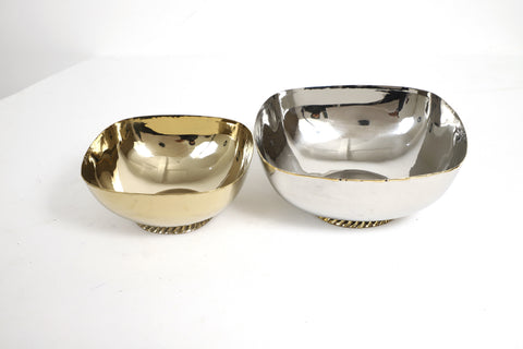 Twisted Pedestal Square Stainless Steel Bowl