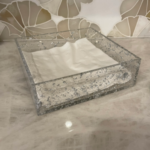 Lucite Dinner Napkin Holder With Speckles