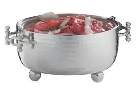 Hammered dip dish w/ buckle handles 1/2 pound