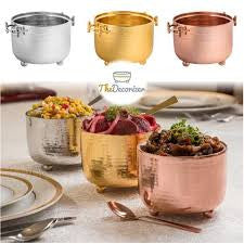 Hammered dip containers with buckle handles pound size
