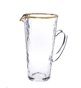 Pebble Glass Pitcher with Gold Rim with Handle