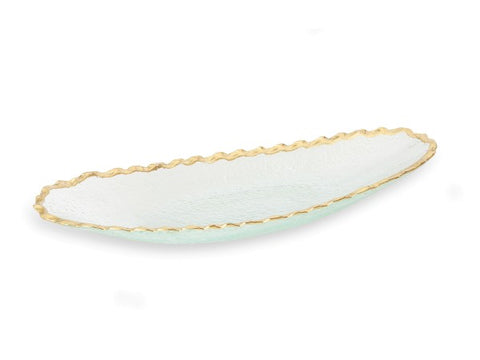 GLASS OVAL TRAY WITH GOLD EDGE
