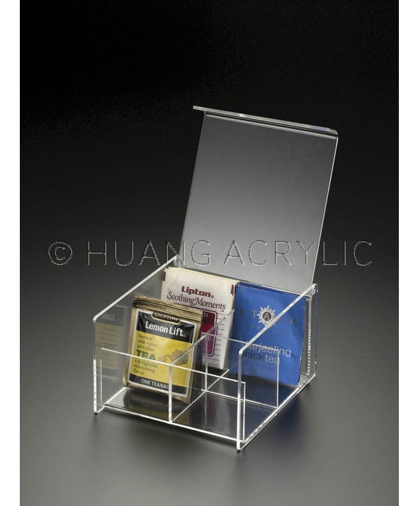 LUCITE 4-COMPARTMENT TEA BAG BOX