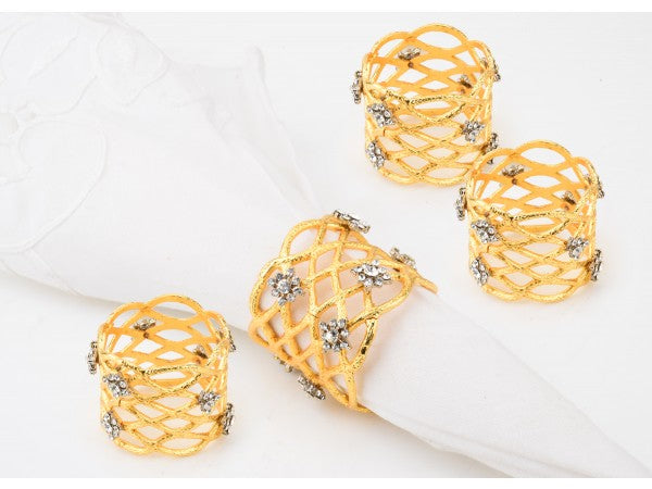 Gold NAPKIN RINGS with Crystal stones