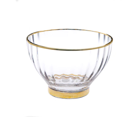 Textured Salad Bowl with Gold Rim and Base