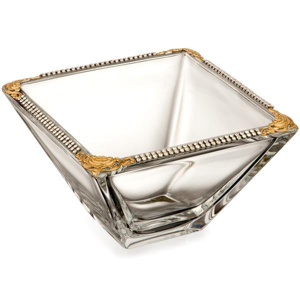 ALC 6" IMPERIAL FILIGREE SQUARE BOWL W/CRYSTALS