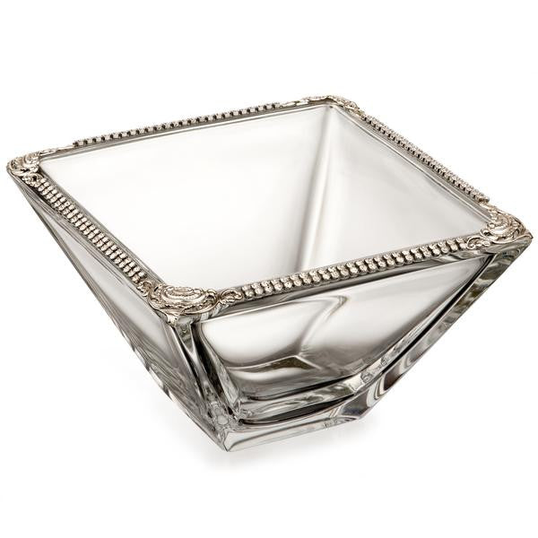 ALC 6" IMPERIAL FILIGREE SQUARE BOWL W/CRYSTALS